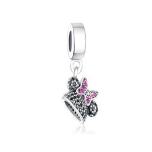 Berloque Charm Pingente Orelhinha Minnie em Prata 925