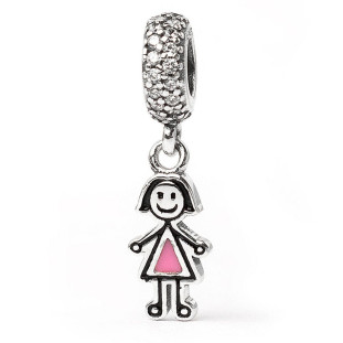 Berloque Charm Pingente Menina em Prata 925