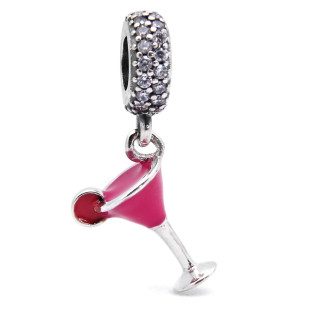 Berloque Charm Pingente Coquetel em Prata 925