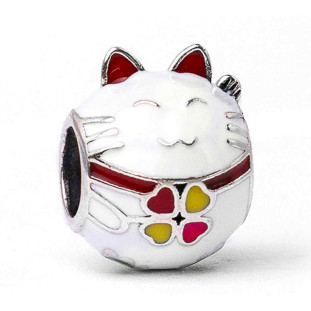 Berloque Charm Separador Gato da Sorte (Maneki Neko) Prata 925