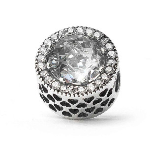 Berloque Charm Separador Radiante Pedra Transparente em Prata 925