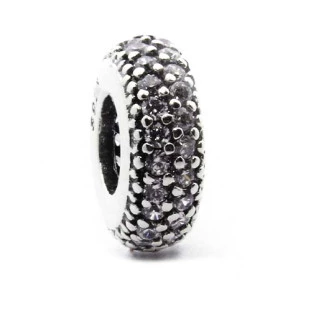 Berloque Charm Separador Zircônia Transparente em Prata 925