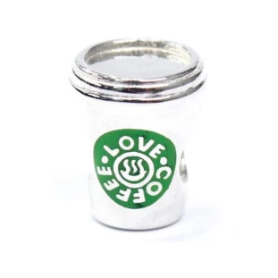 Berloque Charm Separador Copo de Café em Prata 925