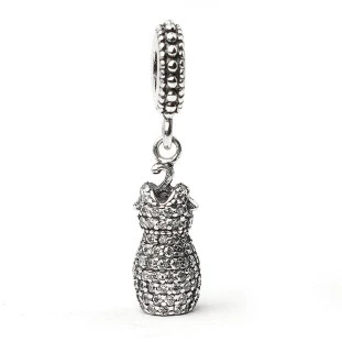 Berloque Charm Pingente Vestido Brilhante em Prata 925