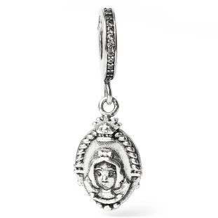 Berloque Charm Pingente Medalha Branca de Neve em Prata 925