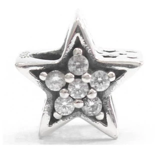 Berloque Charm Separador Estrela Brilhante em Prata 925