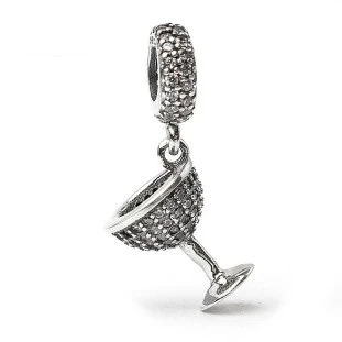 Berloque Charm Pingente Taça de Gim em Prata 925