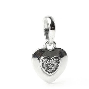 Berloque Charm Pingente Coração em Prata 925