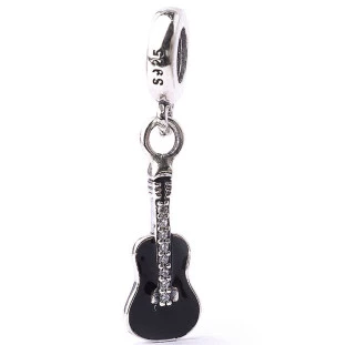 Berloque Charm Pingente Violão em Prata 925.