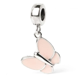 Berloque Charm Pingente Borboleta Rosa em Prata 925
