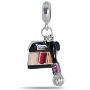 Berloque Charm Pingente Kit Maquiagem em Prata 925