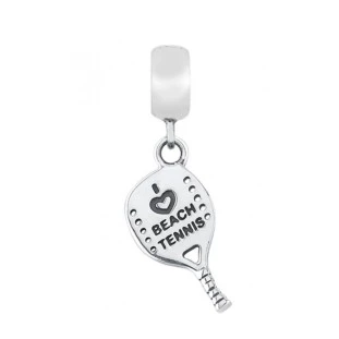 Berloque Charm Pingente Raquete Beach Tennis em Prata 925