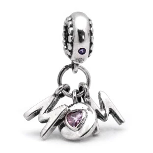 Berloque Charm Pingente Mom em Prata 925