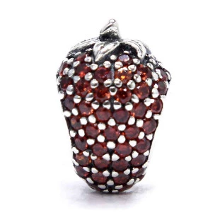 Berloque Charm Separador Morango em Prata 925