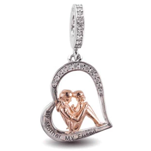 Berloque Charm Pingente Minha Mãe, Minha Amiga em Prata 925