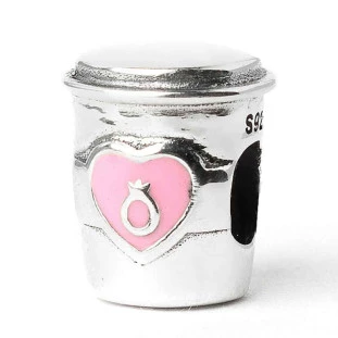 Berloque Charm Separador Copo Rosa de Café em Prata 925