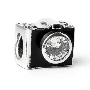 Berloque Charm Separador Máquina Fotográfica em Prata 925