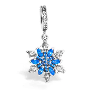 Berloque Charm Pingente Neve Frozen em Prata 925