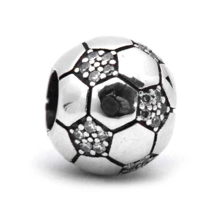 Berloque Charm Separador Bola de Futebol em Prata 925