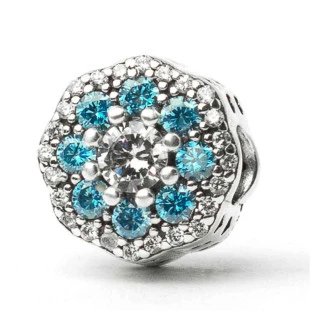Berloque Charm Separador Azul em Prata 925