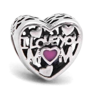 Berloque Charm Separador Eu Amo Você Mãe em Prata 925