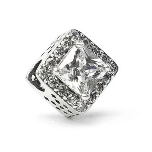 Berloque Charm Separador Pedra Brilhante em Prata 925