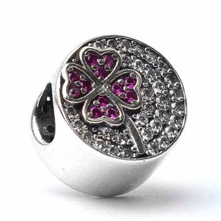 Berloque Charm Separador Trevo De 4 Folhas em Prata 925